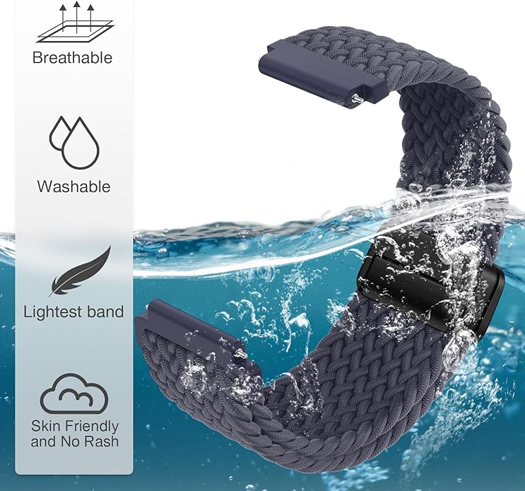 JNN Quick Release Watch Band - Magnetic 18mm 20mm 22mm Braided Nylon Watch Bands, Adjustable Elastic Nylon Watch Straps Replacement Wristband for Men Women