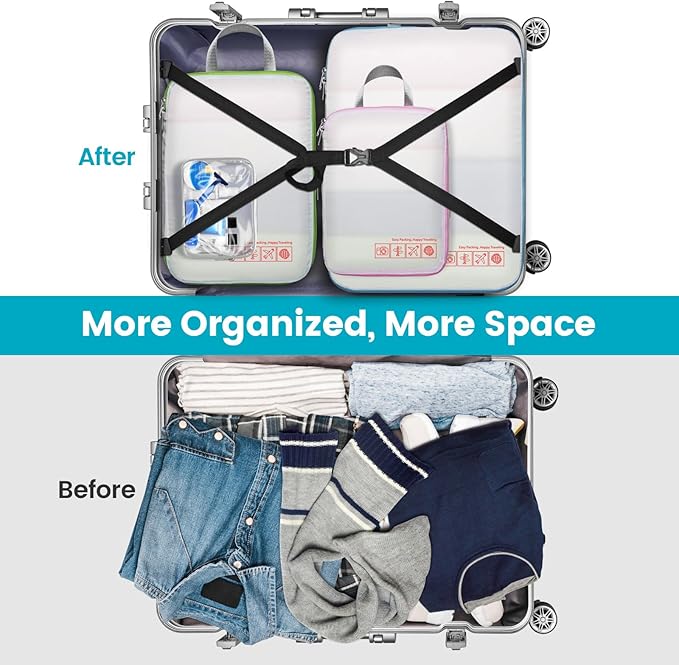 Cambond Compression Packing Cubes for Travel Women - Travel Bags Luggage Organizers Travel Essentials Compression Cubes for Travel Carry on Suitcases Organizer