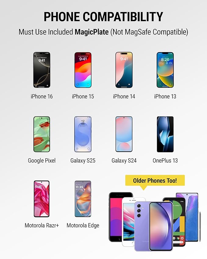 Scosche MAGDM-10KFLT MagicMount Magnetic Car Phone Mount for Dashboard, 360° Adjustable Magnet Head, Universal Cell Phone Holder for Car Compatible with iPhone Samsung & All Devices (Pack of 10)