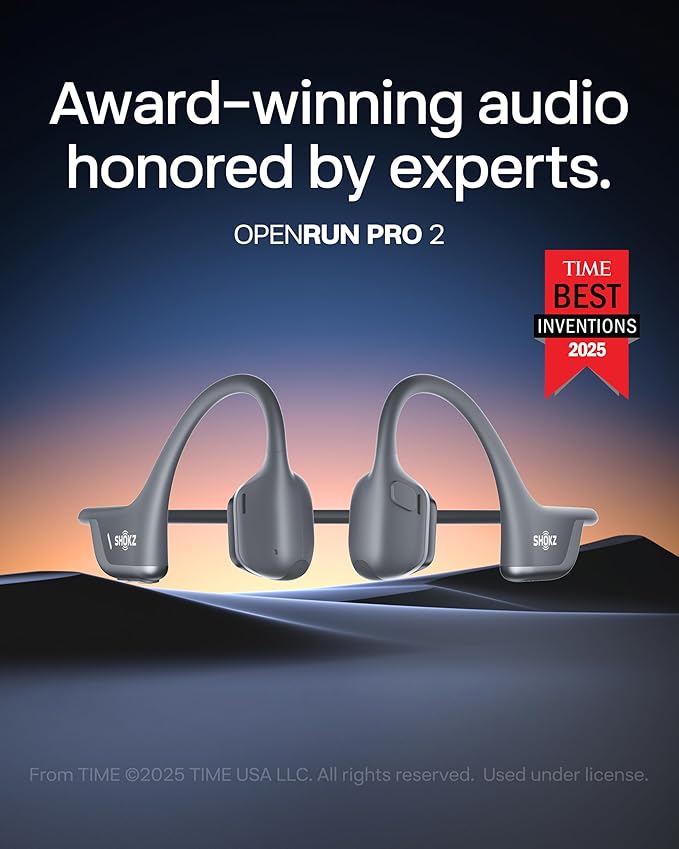 SHOKZ New OpenRun Pro 2 - Open-Ear, Bone Conduction Sport Headphones - with Reflective Strip - Sweat Resistant, Workout Headphones - Secure, Wireless, Comfortable Fit-Deep Bass and Smart Mic App