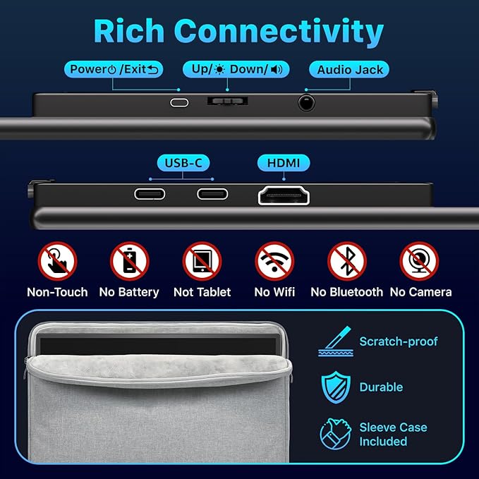 Portable Monitor 21.5" FHD 110% sRGB 120Hz IPS HDR HDMI USB-C Travel Monitor for Laptop MacBook PC Surface PS5 Xbox, Large External Display with Kickstand & Speakers, VESA Compatible