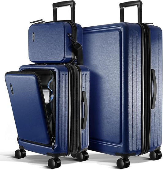 Luggage Sets 2 Piece, 22 Inch Carry on Luggage and 28 Inch Suitcases with Wheels Spinner, Durable Hard Shell Suitcase Set, Expandable Travel Suitcase, Navy