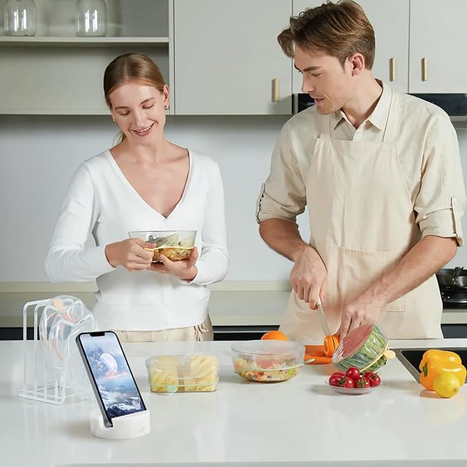 Marble Phone Stand for Desk, Cell Phone Holder for Kitchen Countertops, Office iPhone Stand, Cute Boho Modern Accessories, Italy Carrara(Matte-Finished)