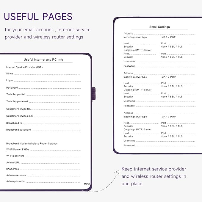 Password Book with Alphabetical Tabs – Hardcover Internet Address & Password Organizer – Password Keeper Notebook for Computer & Website – 5.2 x 7.6" Log-in Password Journal w/Thick Paper (Purple)