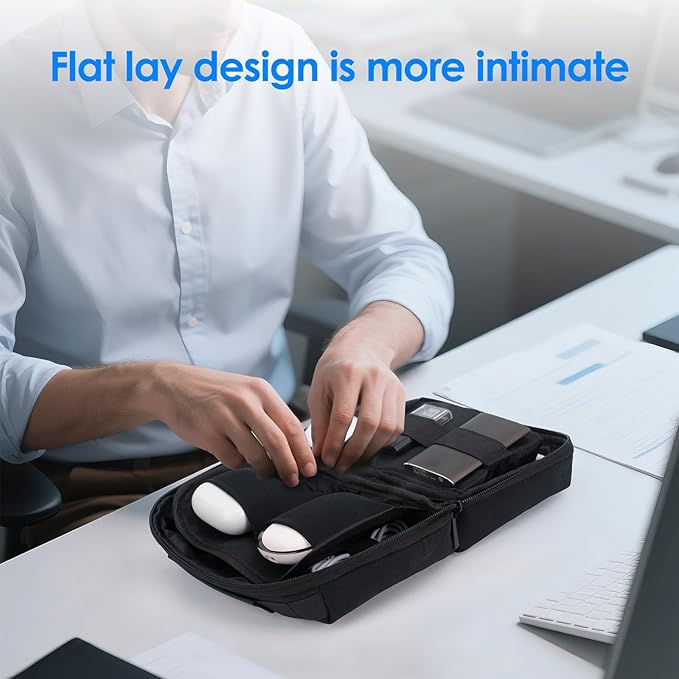 LENTION Electronics Organizer, Tech Organizer Travel Case, Tech Pouch, WaterProof Cable Bag, Cord organizer Travel Essentials Bag for AirPods, Cords, Charger, Power Bank (M378 Black)