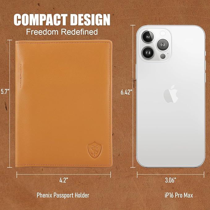 STAR VISTA Phoenix Leather Passport Holder, Calfskin Travel Wallet - RFID Blocking, ID Window, Zipper Pocket, Pen & Notebook Included, Honey