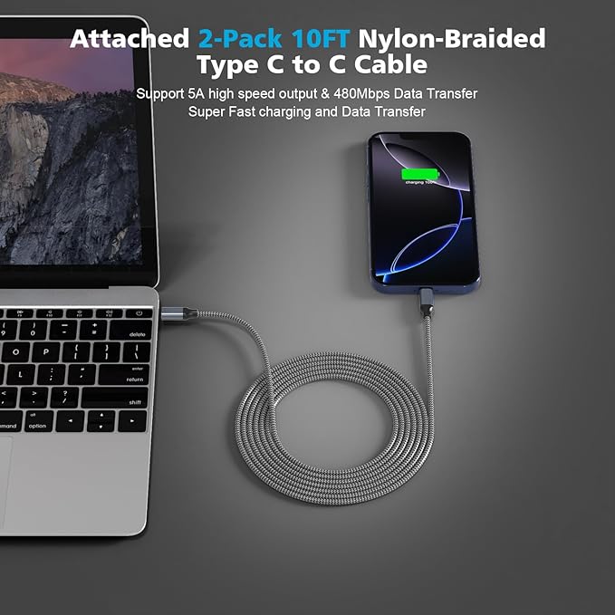 2Pack 45W Samsung Super Fast Charger Type C,10FT Type C Charging Cord with USB C Samsung Charger 10Foot USB C-C Cable for Sam sung Galaxy S25/S24+/Ultra/S22/S21/S20,iPhone17 Air/16/15 Pro,Pro Max,Plus