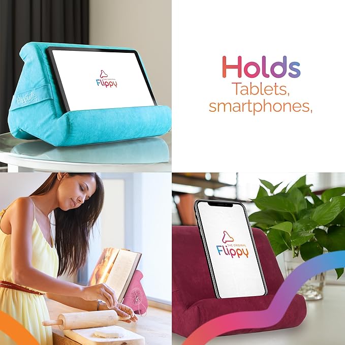 Flippy Tablet Pillow Stand - Cushion Tablet Stand & Holder, Bed Support for Lap and Desk, Compatible with Phone & Book Reading: Kindle, iPad Pro, iPhone & Samsung - Greyster