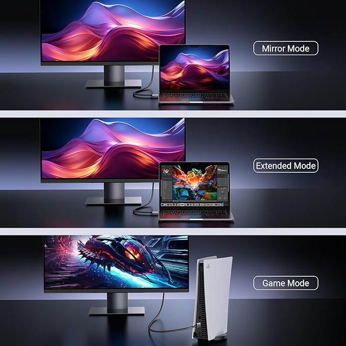 UGREEN 8K HDMI 2.1 Cable 48Gbps 10FT, Certified Ultra High Speed HDMI Cord Aluminum, 4K@240Hz 120Hz 10K 8K@60Hz, HDCP 2.2&2.3, eARC HDR 10 Dolby Compatible with PS5/Blu-ray/Roku TV/Switch 2/Mac mini