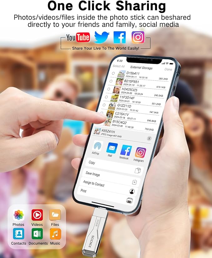SCICNCE 512GB Flash Drive Intended for iPhone iPad, Memory Stick Storage for Photos and Videos Backup, Compatible with iPhone iPad Android PC, Plug and Play, No Application Required (Metal Silver)