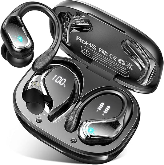 Wireless Earbuds Sport Bluetooth Headphones 5.4, 2025 Bluetooth Earbuds 75Hrs Stereo, 4 HD Mic, Over-Ear Buds with Earhooks ENC Noise Canceling Earphones, IP7 Waterproof Headset for Workout/Running