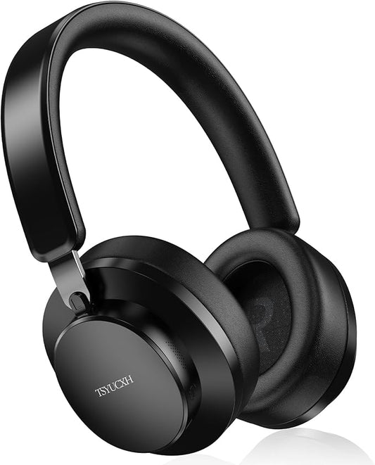 Over Ear Headphones Wireless Bluetooth, Noise Cancelling Headphones Bluetooth with Microphone, Cancelling Wireless Headphone Over Ear, 65h Playtime, Clear Calls, Comfort Fit For Travel (Black)