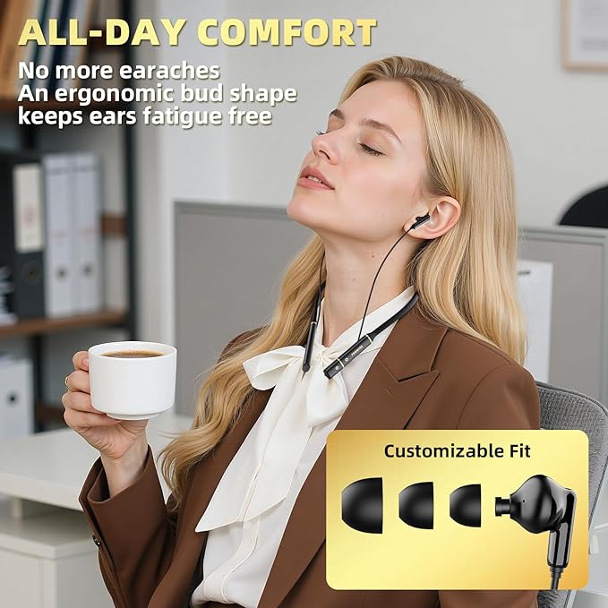 A12 Wireless Neckband Bluetooth 5.3 Earbuds - 60H Playtime, Built-in OTG Fast Charger, Noise-Isolating Earphones for Sports/Workout,Gaming/Calls Comfortable Lightweight Headphones Technology.