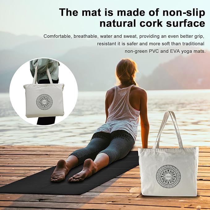 Foldable Yoga Mat 72" L x 32" W x 0.32 Inch Extra Thicked and Wided, Folding Yoga Mat for Travel with Canvas Carrying Bag, Non-Slip TPE Exercise Pilates Mat