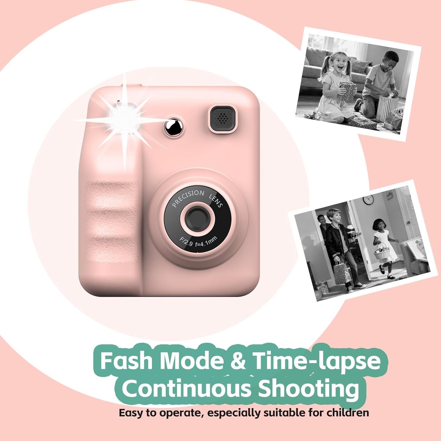 Kids Camera Instant Print,1080P Instant Cameras That Print Photos,Christmas Birthday Gifts for Kids Age 3-12,Toddlers Instant Digital Cameras for Boys and Girls with 32G Card