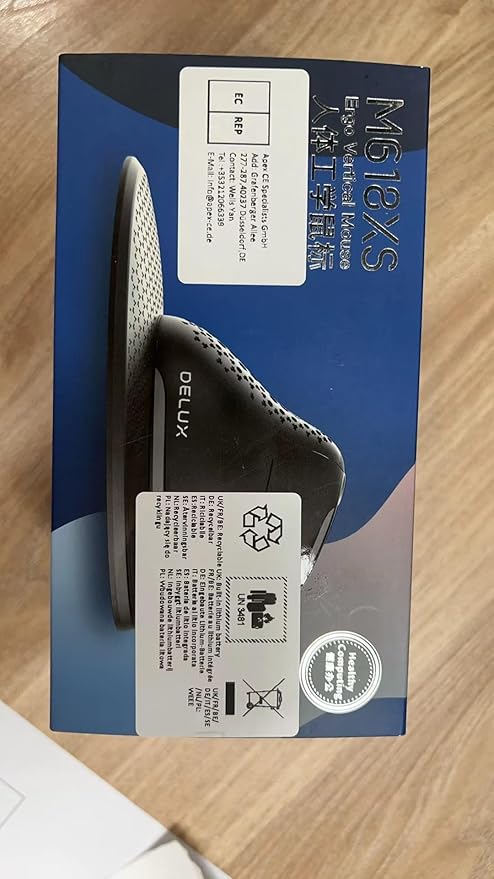 DeLUX Seeker Wired Ergonomic Vertical Mouse with Thumb Wheel, Optical Computer Mouse with 6 Programmable Buttons, 4000 DPI, RGB Backlight, Removable Wrist Rest for Carpal Tunnel (M618XSU-Black)