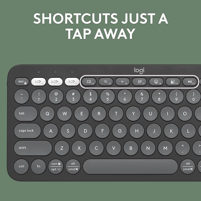 Logitech Pebble Keys 2 K380s, Multi-Device Bluetooth Wireless Keyboard with Customizable Shortcuts, Slim and Portable, Easy-Switch for Windows, macOS, iPadOS, Android, Chrome OS - Tonal Graphite
