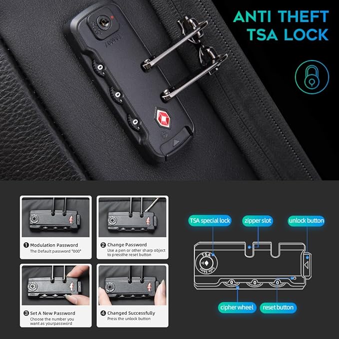 BANGE Genuine Leather Laptop Backpack Fits 15.6 Inch,Anti Theft Business Back Pack with TSA Lock, Office Work Backpack with USB3.0 Charging Port for Men and Women…