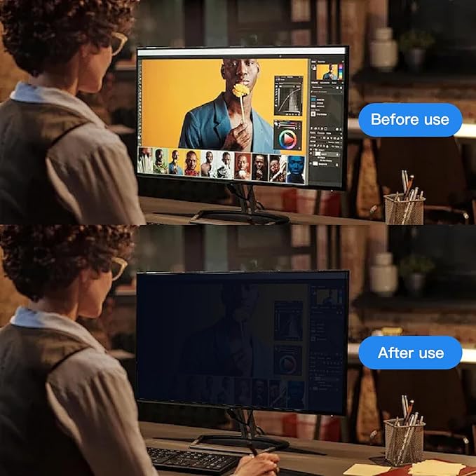 2 Pack Magnetic Hanging Computer Privacy Screen 22 Inch for 16:10 Widescreen Monitor, Removable Privacy Screen Anti Glare Blue Light Computer Screen Privacy Shield, Anti-Scratch 22 in Protector Film