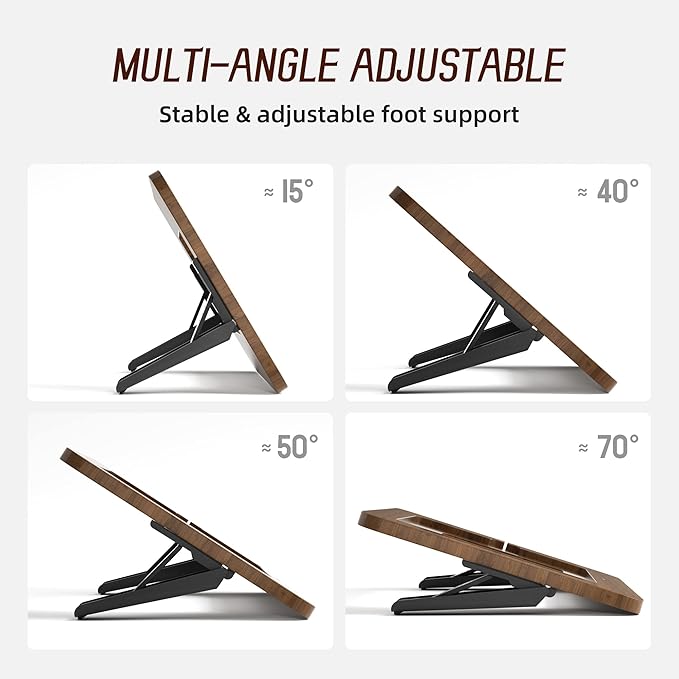 Bamboo Tablet Drawing Stand Tablet Holder - Portable & Adjustable 5 Angles,Laptop Stands Riser,Compatible with 12.9/13 inch iPad Pro-3rd-7th Gen(Walnut Varnish)