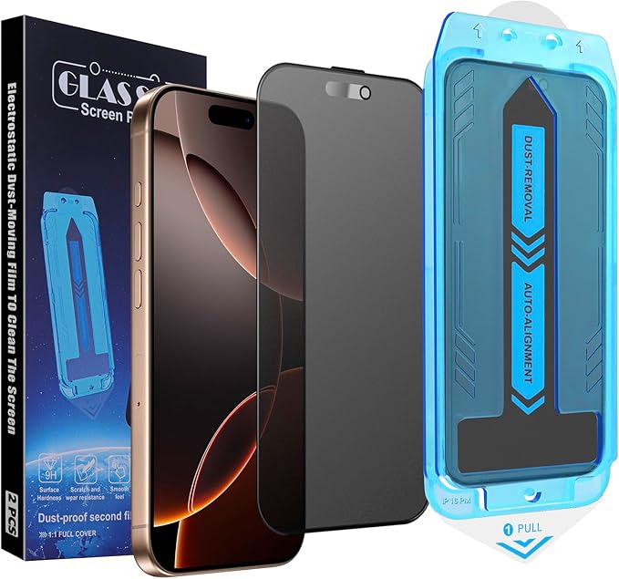 2-Pack Matte Privacy Screen Protector for iPhone 16 Pro Max, Anti-Glare Display Filter, No Bubbles, High Definition Clear, Easy Installation