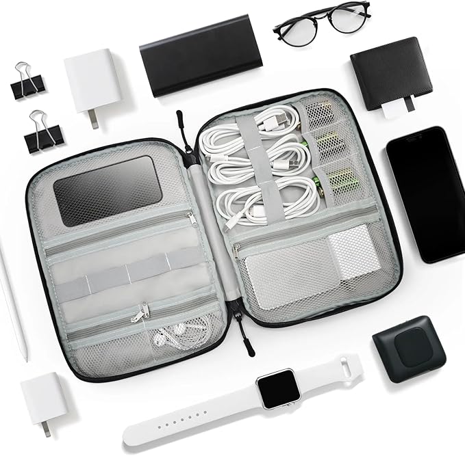 Rainbow Daisies Electronics Travel Organizer Case, Tech Accessories Cable Storage Bag for Cords, Charger, Phone, Hard Drive