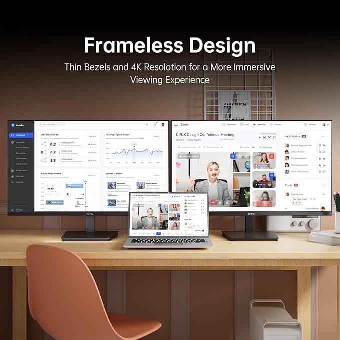 KTC 27 Inch 4K UHD(3840 * 2160) Computer Monitor - IPS Monitor, 60hz, HDR400, Anti-Blue Light Screen, DCI-P3 95% 125% sRGB, Support FreeSync and GSync, PC Monitor for Design, Work,Casual Gaming