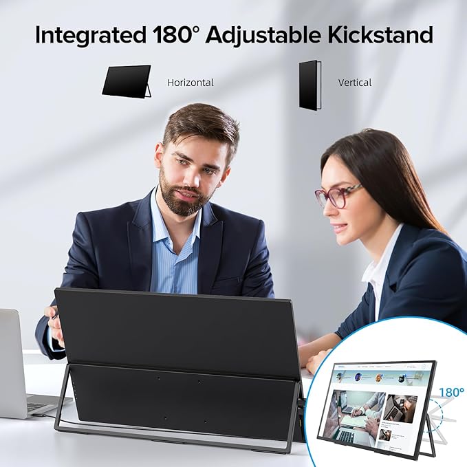 EVICIV 4K Portable Monitor, 18.4 inch 3840x2160 UHD with VESA & Stand 180° Adjustable, 100% sRGB HDR FreeSync Ultra-Slim & Lightweight IPS, Travel Second Monitor for Laptop Computer