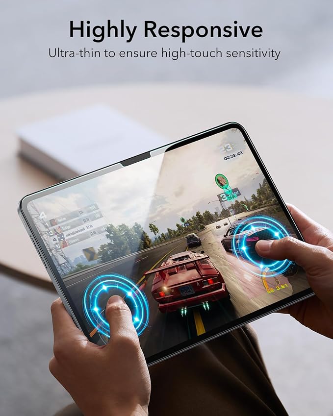 ESR 2 Pack Screen Protector for iPad Pro 13 Inch (M5/M4) 2025/2024, 9H Tempered Glass Film with Ultra Fit Tray, Scratch Resistant, HD Clarity, Bubble Free Application, Apple Pencil Support