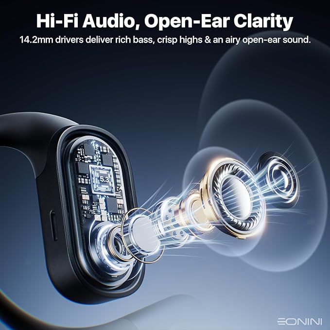 2025 Open Ear Earbuds Wireless Bluetooth Headphones, Earhook Sports Earphones with Mic, 40Hrs Playtime, Smart Digital Display, IPX5 Waterproof for Running, Gym, Cycling(Black)