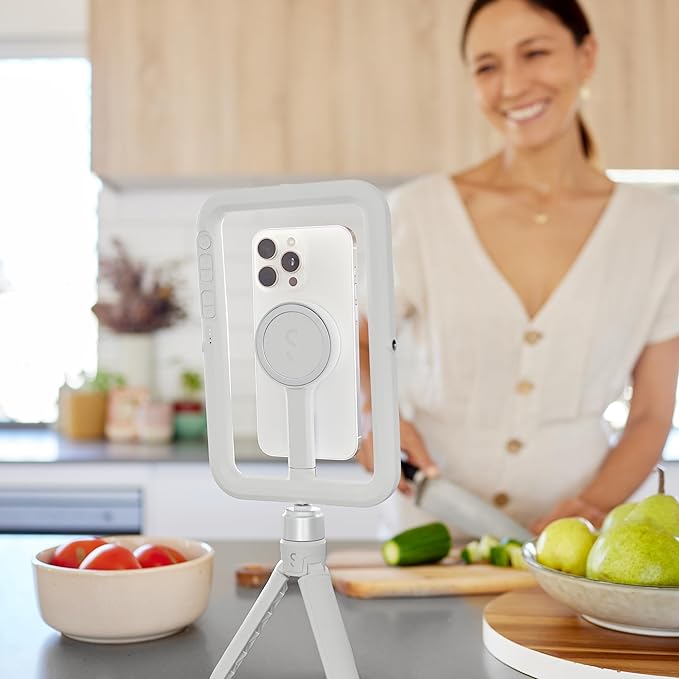 ShiftCam SnapStudio Light - Magnetic LED Ring Light with Adjustable Brightness, AdjustableTemperature, USB-C Charging, MagSafe Compatibility - Ideal for Vlogging and Mobile Photography (Stone)