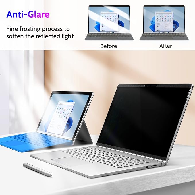 Magnetic Privacy Screen for Surface Pro 7+/7/6/5/4/3 12.3 Inch, Removable Anti Blue Light Glare Filter, Black Security Private Apy Block Protector