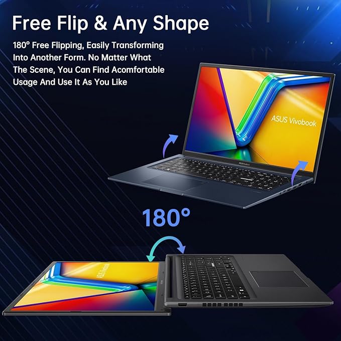 ASUS Vivobook Laptop,17.3" FHD Anti-Glare Display, Core i3-1215U (up to 4.4GHz), 40GB RAM, 1TB SSD + 128GB Portable SSD, WiFi 6E, Webcam, Keypad, Copilot, with 2019 Lifetime Office, Win 11 Pro