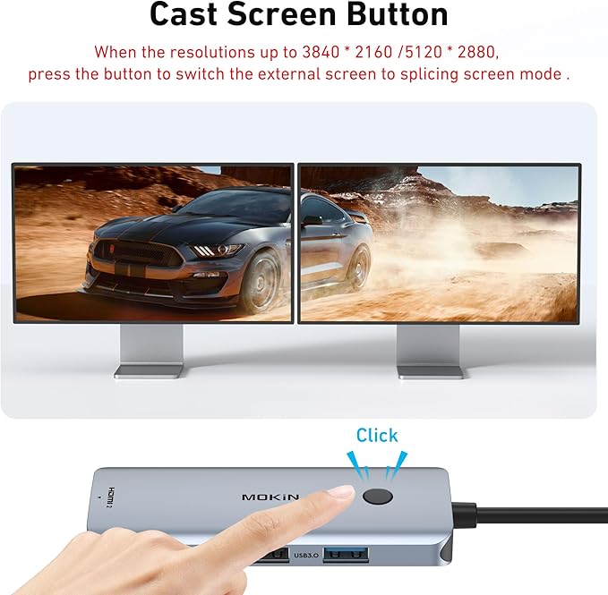 Docking Station USB C to Dual HDMI Adapter USBC Hub DualHDMI Monitors for Windows,USB C Adapter with Dual HDMI,3 USB Port,PD