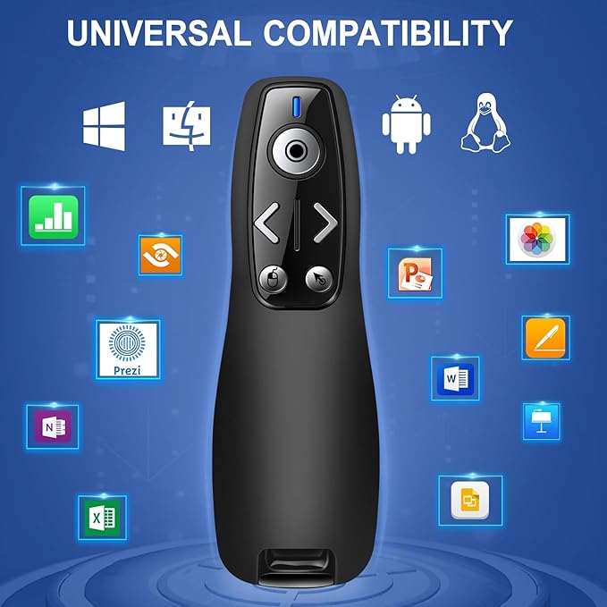 Air Mouse 2-in-1 USB Type C Presentation Clicker Wireless Presenter Remote for PowerPoint, Powerpoint Clicker with Volume Control PowerPoint Slide Advancer for Mac, Computer, Laptop