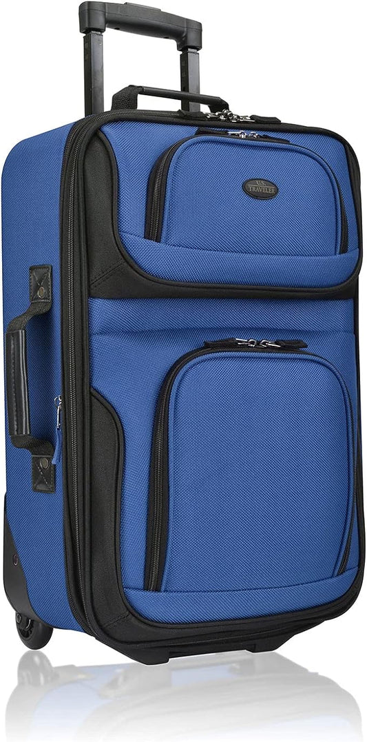 U.S. Traveler Lightweight Rolling 20" Carry On Luggage Softside Suitcase, Royal Blue, 2 Wheel Single