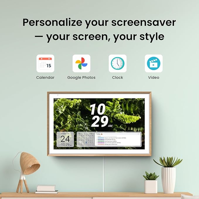 ApoloSign 15.6-inch Digital Calendar: Dual Mode Calendar with Google Play & Multi-calendar Sync, Electronic Planner & Chore Chart, Smart Touchscreen, Interactive Display for Family Schedules (Teak, 15.6")