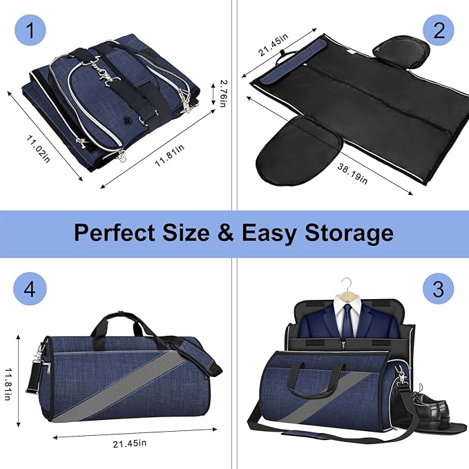 Convertible Garment Bag with Shoulder Strap, Modoker Carry on Garment Duffel Bag for Men Women -Hanging Suitcase Suit Travel Bags