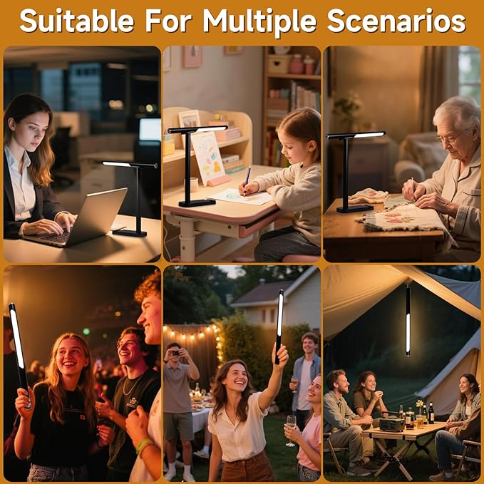 Magnetic Led Desk Lamp: 2 in 1 Reading Lamp with Phone Holder & USB Charging Port for Home Bedroom Office Study | Dorm Desk Lamp with 3500-6500k Touch Control Dimming | 5 Brightness Levels | Black