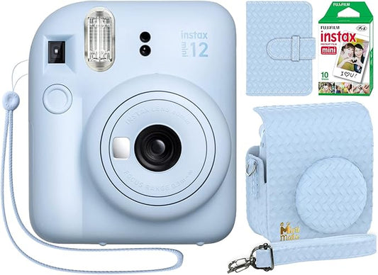 Fujifilm Instax Mini 12 Instant Camera Pastel Blue + Minimate Custom Designed Case + Fuji Instax Film 10 Sheets & Album