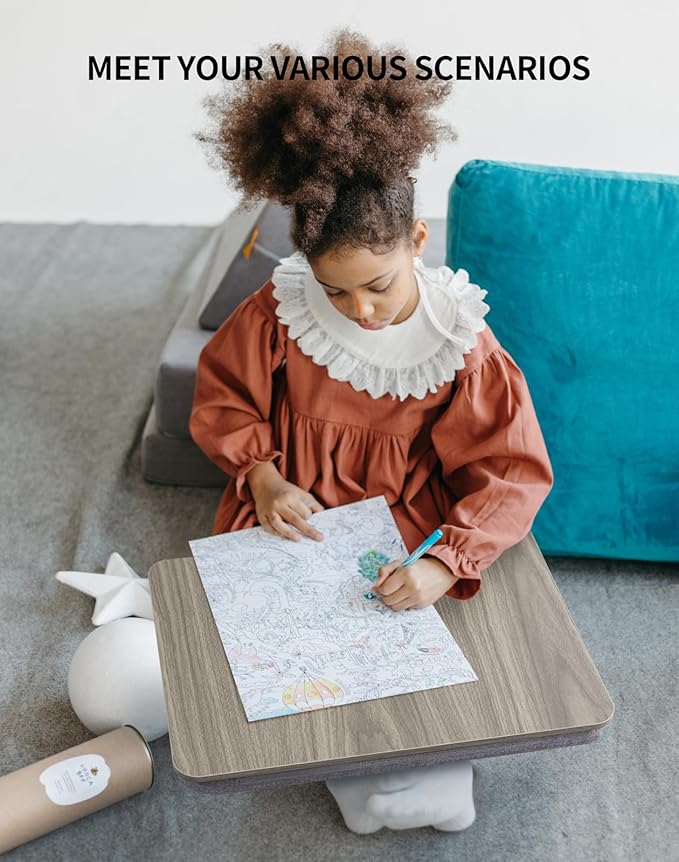 Portable Lap Laptop Desk with Pillow Cushion, Fits up to 15.6 inch Laptop, Lap Stand for Bed & Couch & Carpet, Book Tablet/Drawing Board/Computer Laptop Stand - Black Wood