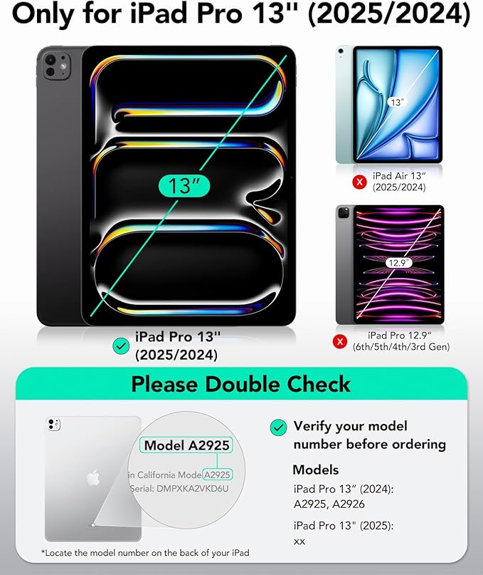 ESR 2 Pack Screen Protector for iPad Pro 13 Inch (M5/M4) 2025/2024, 9H Tempered Glass Film with Ultra Fit Tray, Scratch Resistant, HD Clarity, Bubble Free Application, Apple Pencil Support