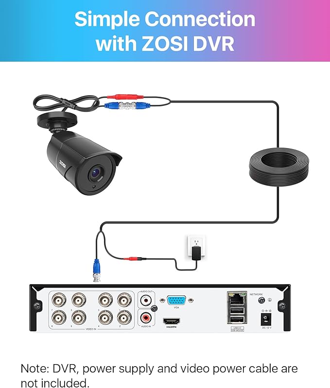 ZOSI 1080p HD-TVI Home Security Camera with Audio,Built-in Mic,Night Vision,1920TVL 2MP Outdoor CCTV Cam Only Compatible with ZOSI 3K Lite Analog DVR