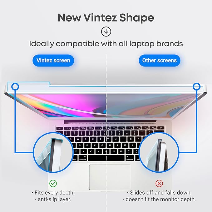 VINTEZ Blue Light Screen Protector for 14 Inch Computer Monitor and Laptop – Anti-UV Blue Light Blocking Film for Desktop PC, Eye Protection Filter, 12.6" x 8.1", 2 Pack