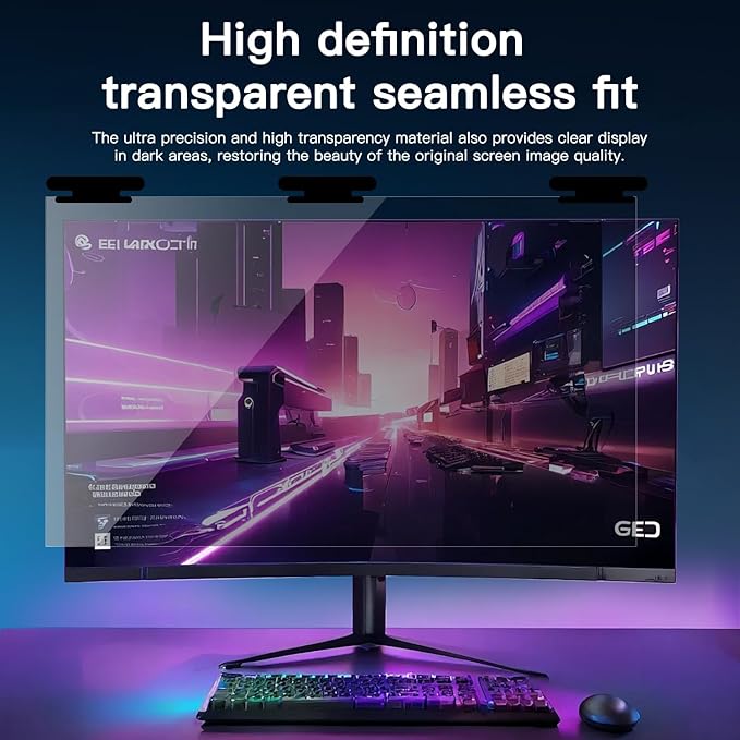 22 Inch Magnetic Hanging Computer Privacy Screen for 16:10 Widescreen Monitor, Removable Privacy Screen Anti Glare Blue Light Computer Screen Privacy Shield, Anti-Scratch 22 in Protector Film