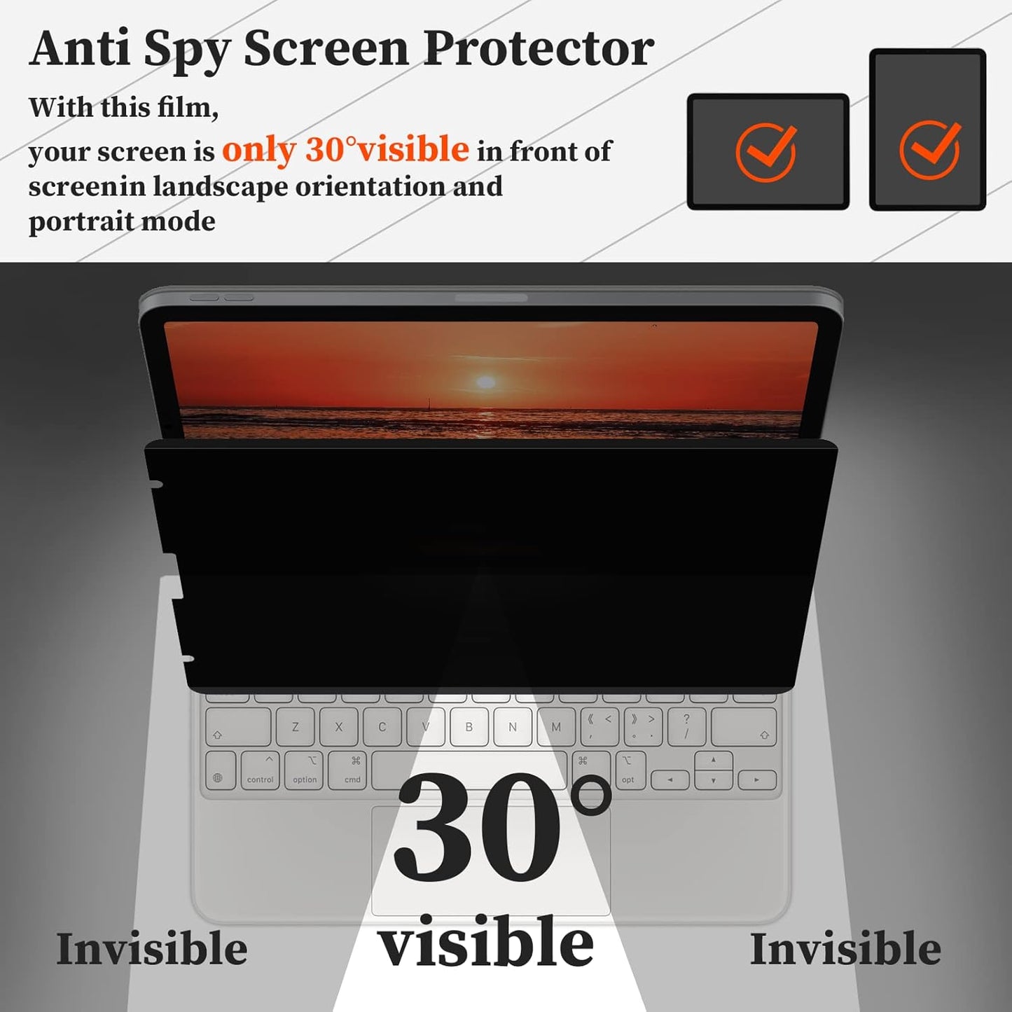 Mamol Upgraded 360° Privacy Screen Protector for iPad Pro 11" 4th 3rd 2nd 1st Generation 2022 2021 2020 2018/ iPad Air 5/ Air 4 10.9" (2022/2020) (Landscape+Portrait Privacy), Magnetic Removable