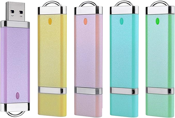 Aiibe 5 Pack 8GB Flash Drive USB Flash Drive Thumb Drives Colorful 8G USB 2.0 Memory Sticks (5 Mixed Colors: Blue Green Yellow Pink Purple)