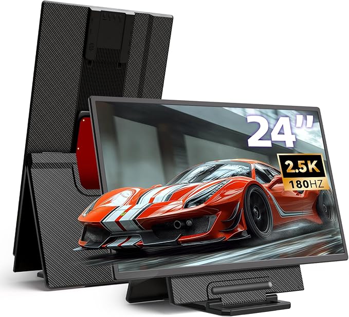 24" 180Hz Gaming Monitor, 2.5K 2560x1440 QHD Fast IPS 112.5% sRGB Large Portable Monitor, Height & Rotation Adjustable Stand Type-C HDMI Eye Care External Screen for Laptop Phone PS4&5 Switch Xbox