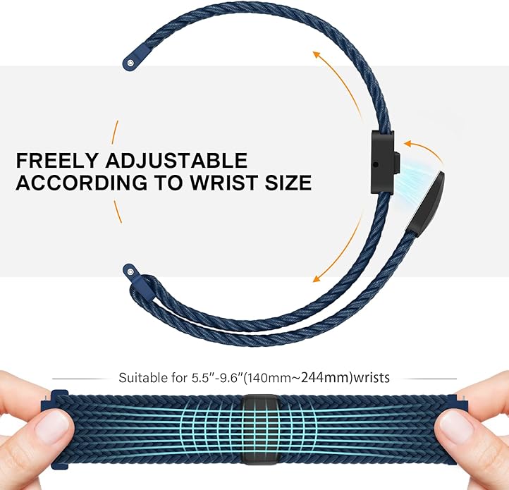 JNN Quick Release Watch Band - Magnetic 18mm 20mm 22mm Braided Nylon Watch Bands, Adjustable Elastic Nylon Watch Straps Replacement Wristband for Men Women