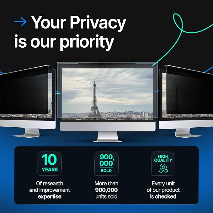 Acrylic 24 Inch Computer Privacy Screen Filter Compatible with 24 inch iMac (2021, 2022, 2023, 2024, M1, M3, M4) - 21.5" x 12.6" (547 x 320mm) - Monitor Frame Hanging Type